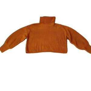 Embossed Sweater Woman's New Cropped Rust Size Medium